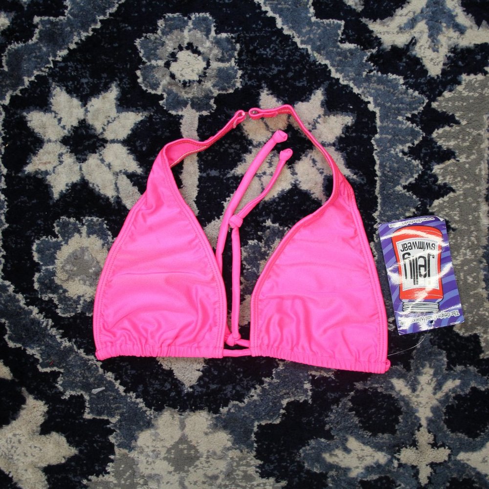 neon pink halter bikini top